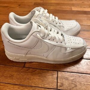 Nike Air Force 1 White Sneakers, Size 8. Excellent pre-owned condition. No box.
